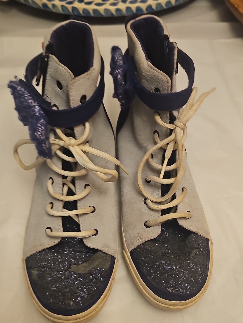 UGG GIRLS High Top Sneakers Gray & Blue Fair
